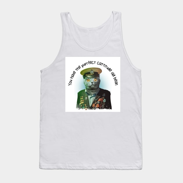 You Have The Purrfect Cattitude Old Bean- Cat Colonel Funny Pug Dog Tank Top by IceTees